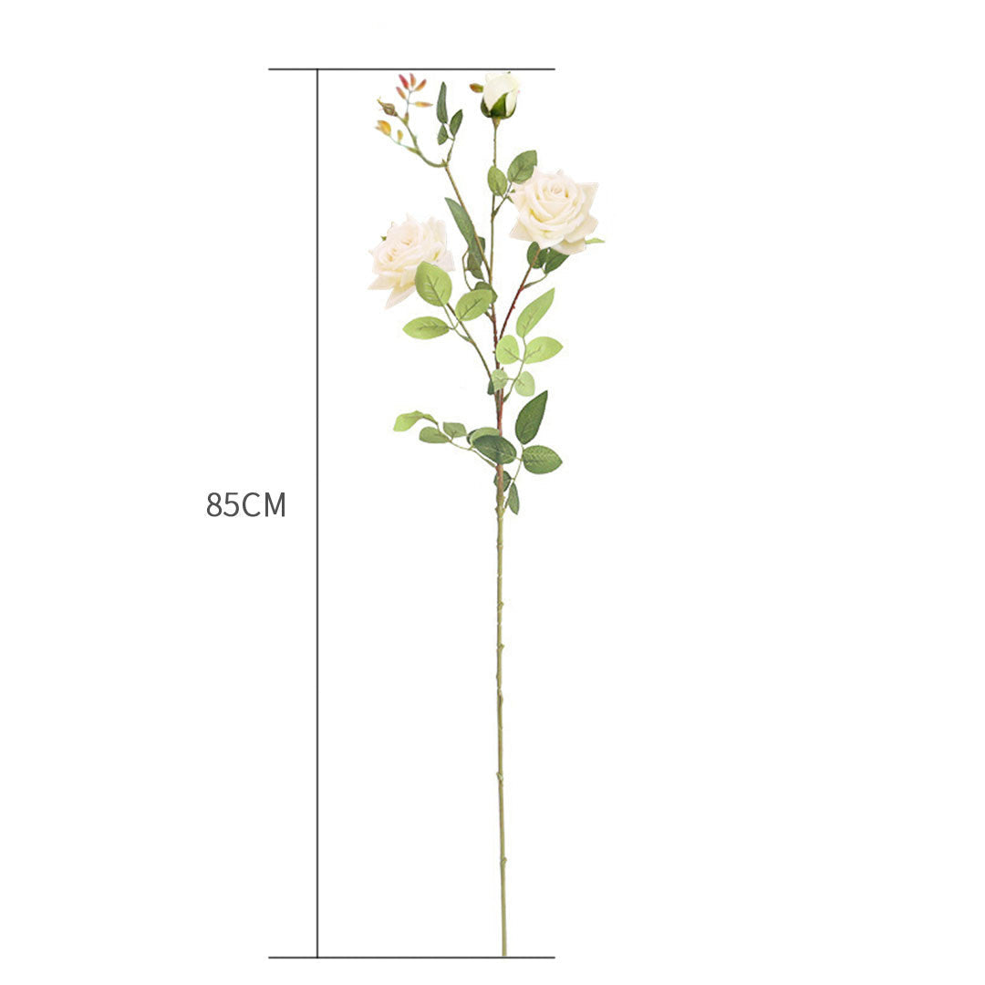 SOGA 85cm Clear Glass Tall Floor Vase with 12pcs White Artificial Fake Flower Set