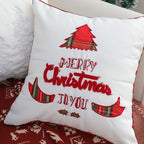 SOGA 2X 45cm “Merry Christmas To You” Festive White Pillowcase with Red & Green Accents