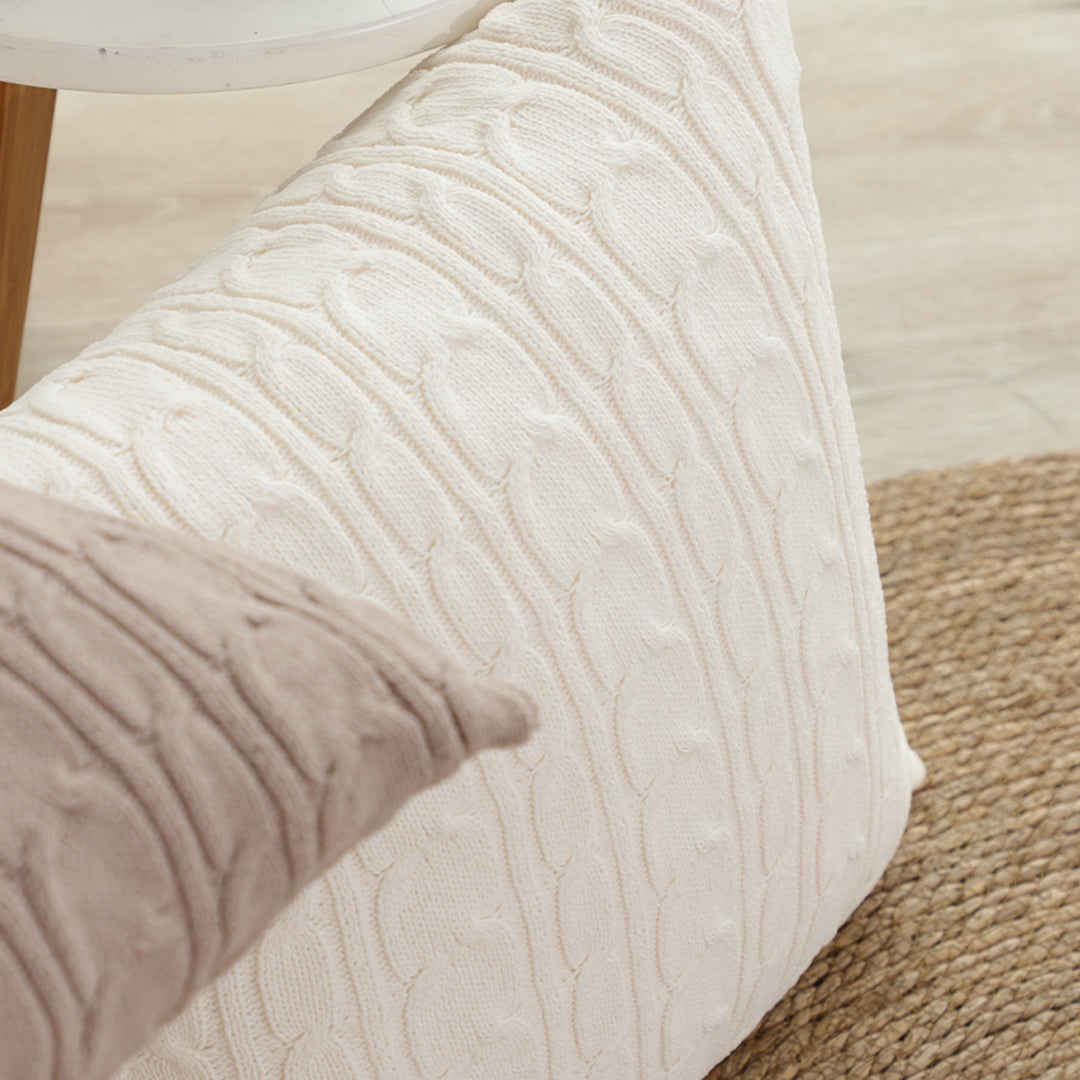 SOGA 2X 45cm Classic Cream Cable Knit Decorative Pillowcase