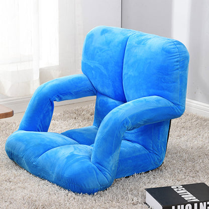 SOGA Foldable Lounge Cushion Adjustable Floor Lazy Recliner Chair with Armrest Blue