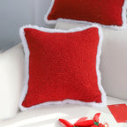 SOGA 45cm Plush Crimson Red Square Pillow Cover