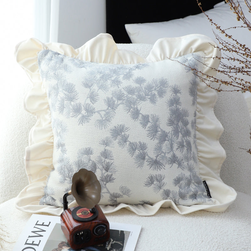 SOGA 2X 45cm White Floral with Ruffle Trim Pillowcase