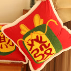 SOGA 45cm “Lucky Treasure” Red Plush Pillowcase
