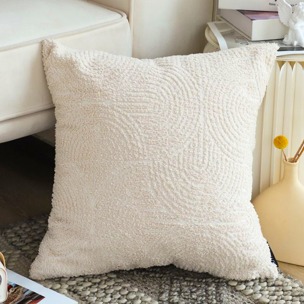SOGA 45cm Beige Internet Celebrity 3D Arched Raised Pattern Pillowcase