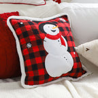 SOGA 2X 45cm Holiday Snowman Decorative Pillow Covers – Red Buffalo Plaid
