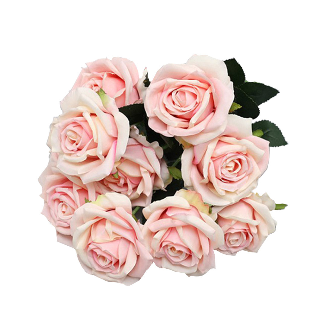 SOGA 4 Bunch Artificial Silk Rose 9 Heads Flower Fake Bridal Bouquet Table Decor Champion