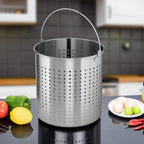 SOGA 50L 18/10 Stainless Steel Stockpot with Perforated Stock pot Basket Pasta Strainer