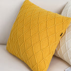 SOGA 2X 45cm Sunshine Yellow Diamond Knit Pillowcases – Soft Decorative Cushion Covers for Sofa, Bed & Home Décor