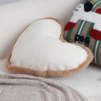 SOGA 42x32cm Heart-Shaped Beige Brown Off-White Plush Polyester Pillow Cover