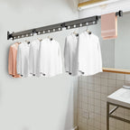 SOGA 2X 50.2 in Wall-Mounted Clothing Dry Rack – Retractable Space-Saving Foldable Hanger
