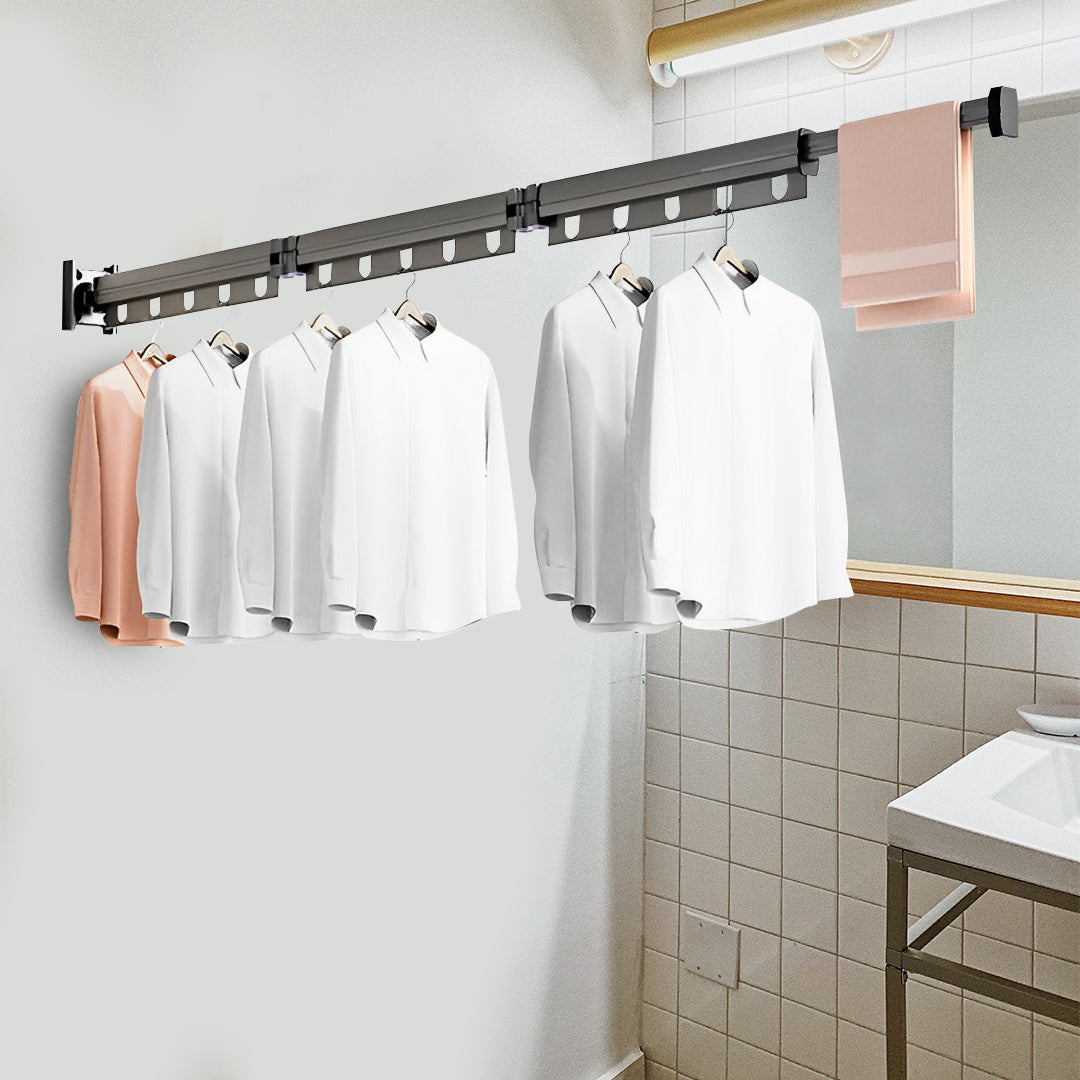 SOGA 2X 50.2 in Wall-Mounted Clothing Dry Rack – Retractable Space-Saving Foldable Hanger