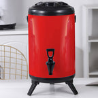 SOGA 2X 2.1 Gal Stainless Steel Insulated Milk Tea Barrel Hot and Cold Beverage Dispenser Container with Faucet Red