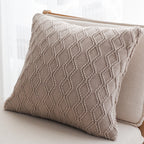 SOGA 2X 45cm Warm Beige Diamond Knit Pillowcases – Soft Decorative Cushion Covers for Sofa, Bed & Home Décor