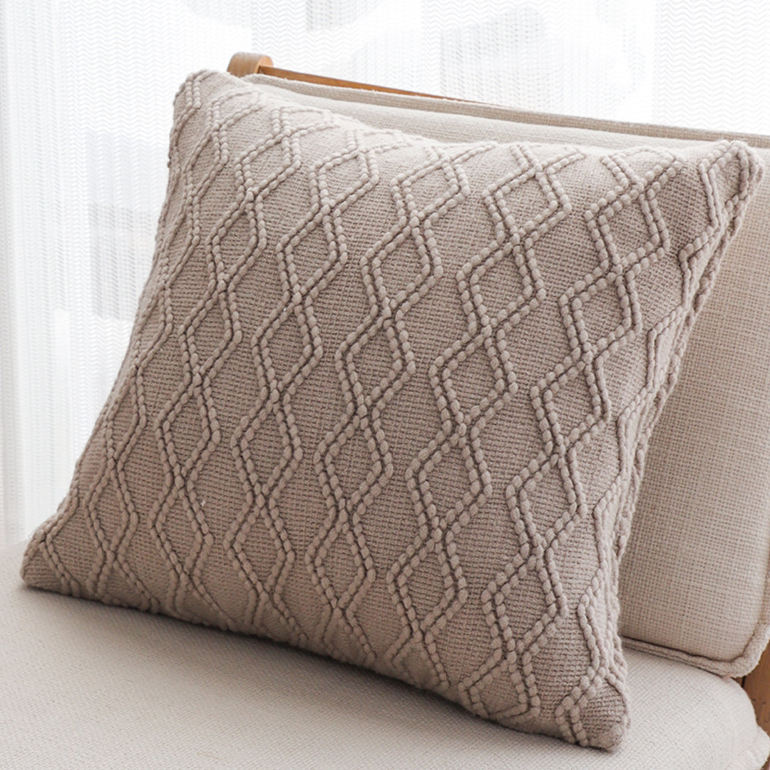 SOGA 2X 45cm Warm Beige Diamond Knit Pillowcases – Soft Decorative Cushion Covers for Sofa, Bed & Home Décor
