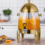 SOGA Stainless Steel 3.2 Gal Beverage Dispenser Hot and Cold Juice Water Tea Chafer Urn Buffet Drink Container Jug with Gold Accents