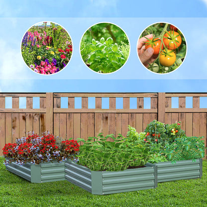 SOGA 2X 120X60cm Rectangle Galvanised Raised Garden Bed Vegetable Herb Flower Outdoor Planter Box