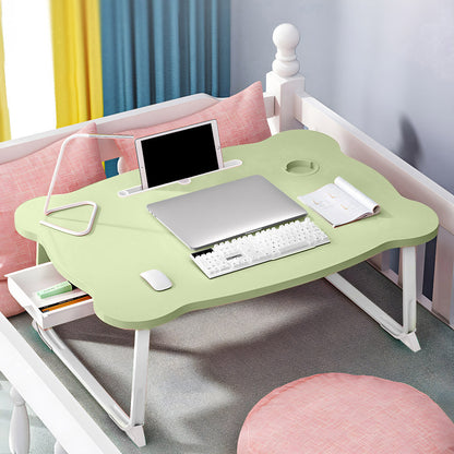 SOGA Green Portable Bed Table Adjustable Folding Mini Desk With Mini Drawer and Cup-Holder Home Decor