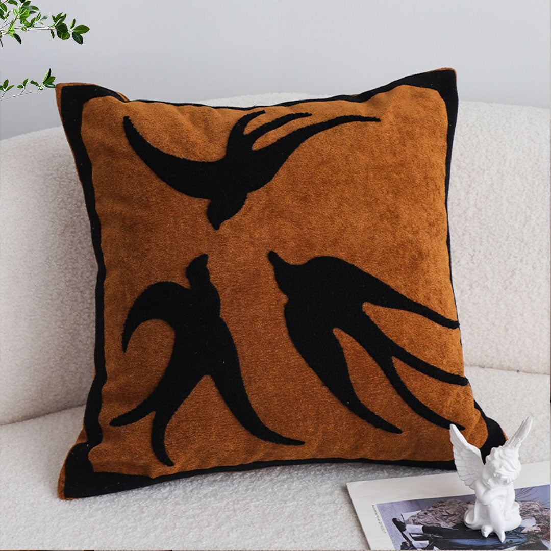 SOGA 45cm Abstract Brown/Orange Velvet Polyester Throw Pillow Cover