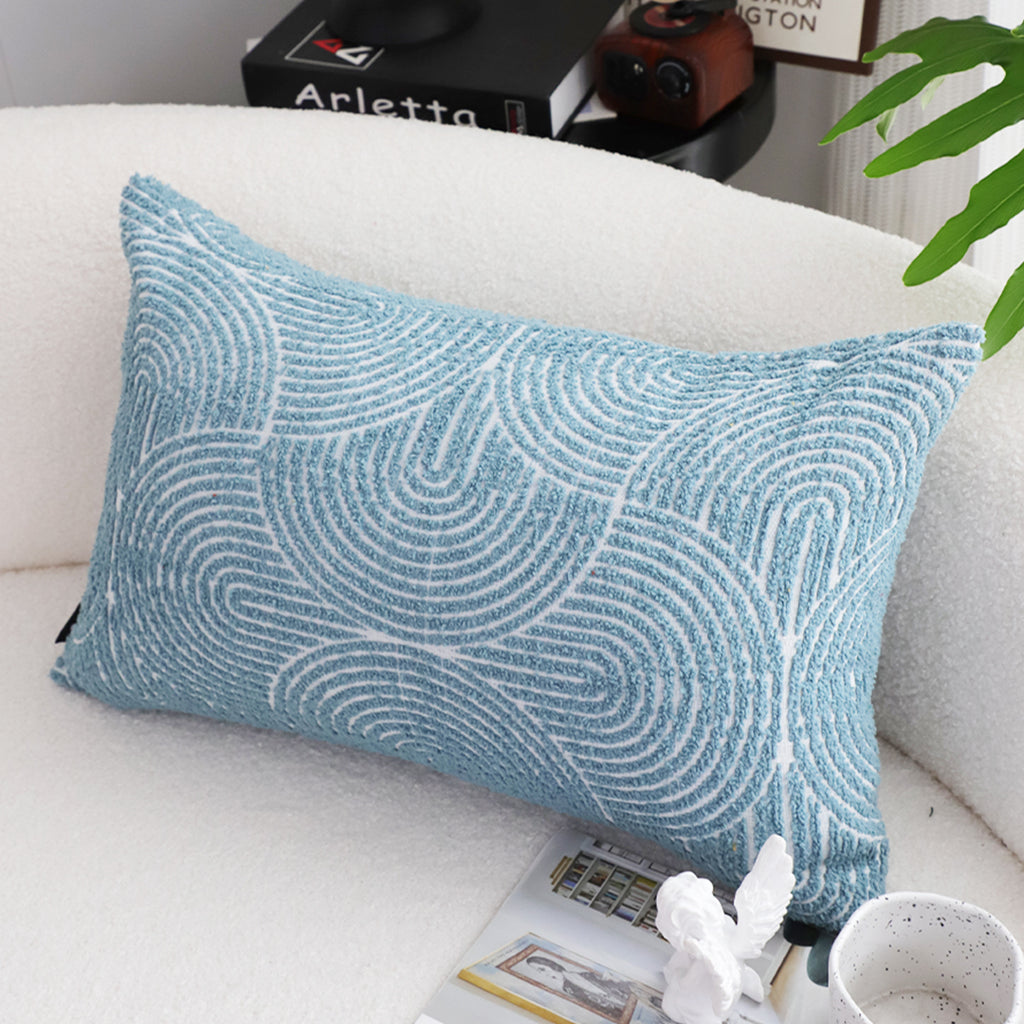 SOGA 30x50cm Blue Geometric Lumbar Pillowcase for Indoor & Outdoor Home Decor