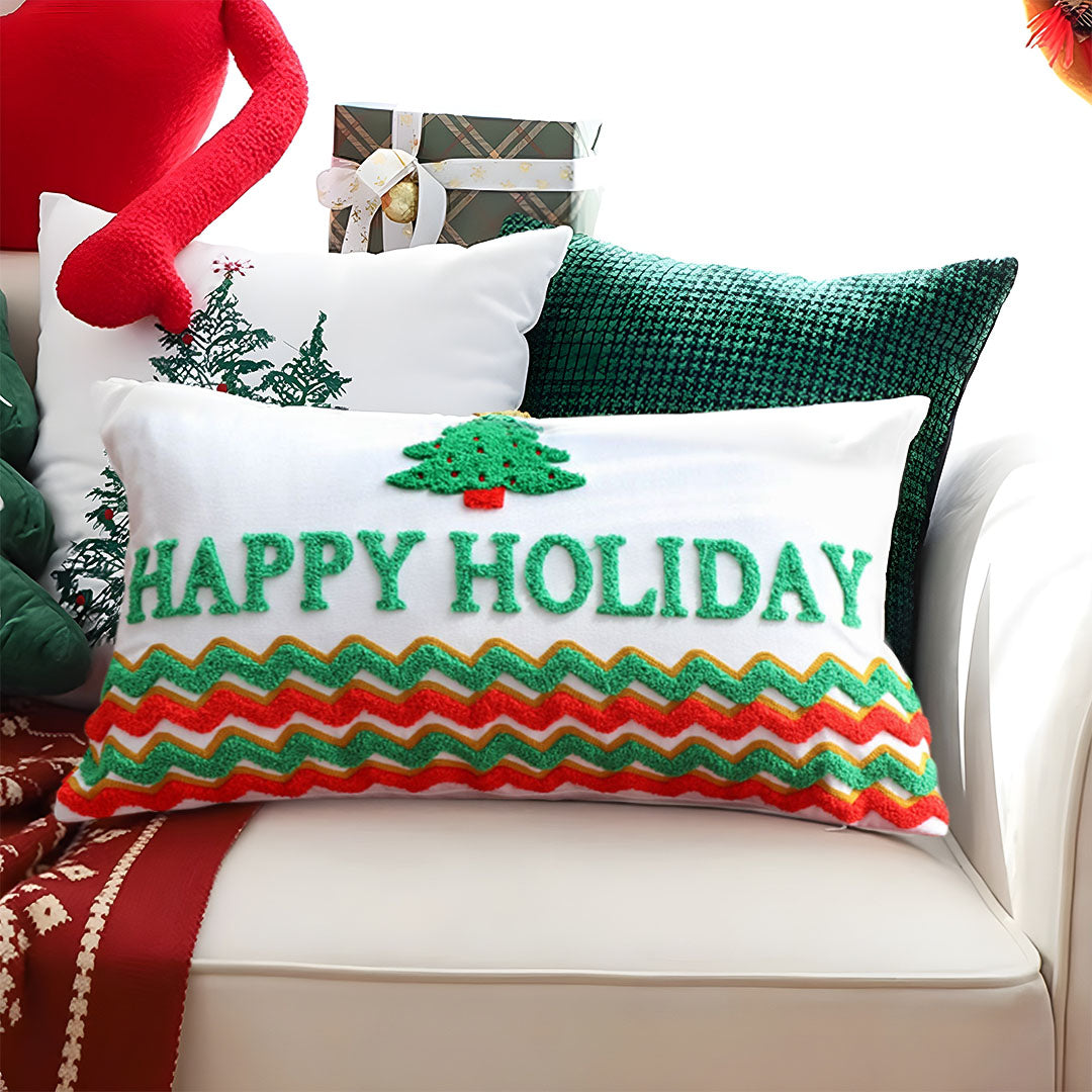 SOGA 40x60cm Cheerful "Happy Holidays" Tree Pillowcase