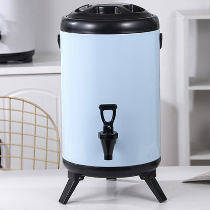 SOGA 8L Stainless Steel Insulated Milk Tea Barrel Hot and Cold Beverage Dispenser Container with Faucet White