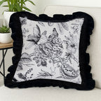 SOGA 45cm Chic Botanical Bliss Black & White Square Pillowcase