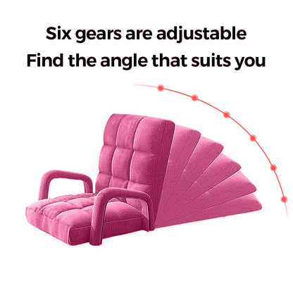 SOGA Foldable Lounge Cushion Adjustable Floor Lazy Recliner Chair with Armrest Pink