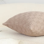 SOGA 45cm Woven Grid Knit Decorative Pillowcase - Taupe Beige