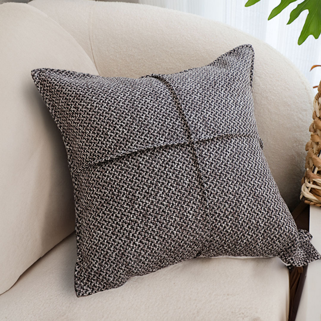 SOGA 45cm  UrbanWeave Charcoal Tweed Pillowcase
