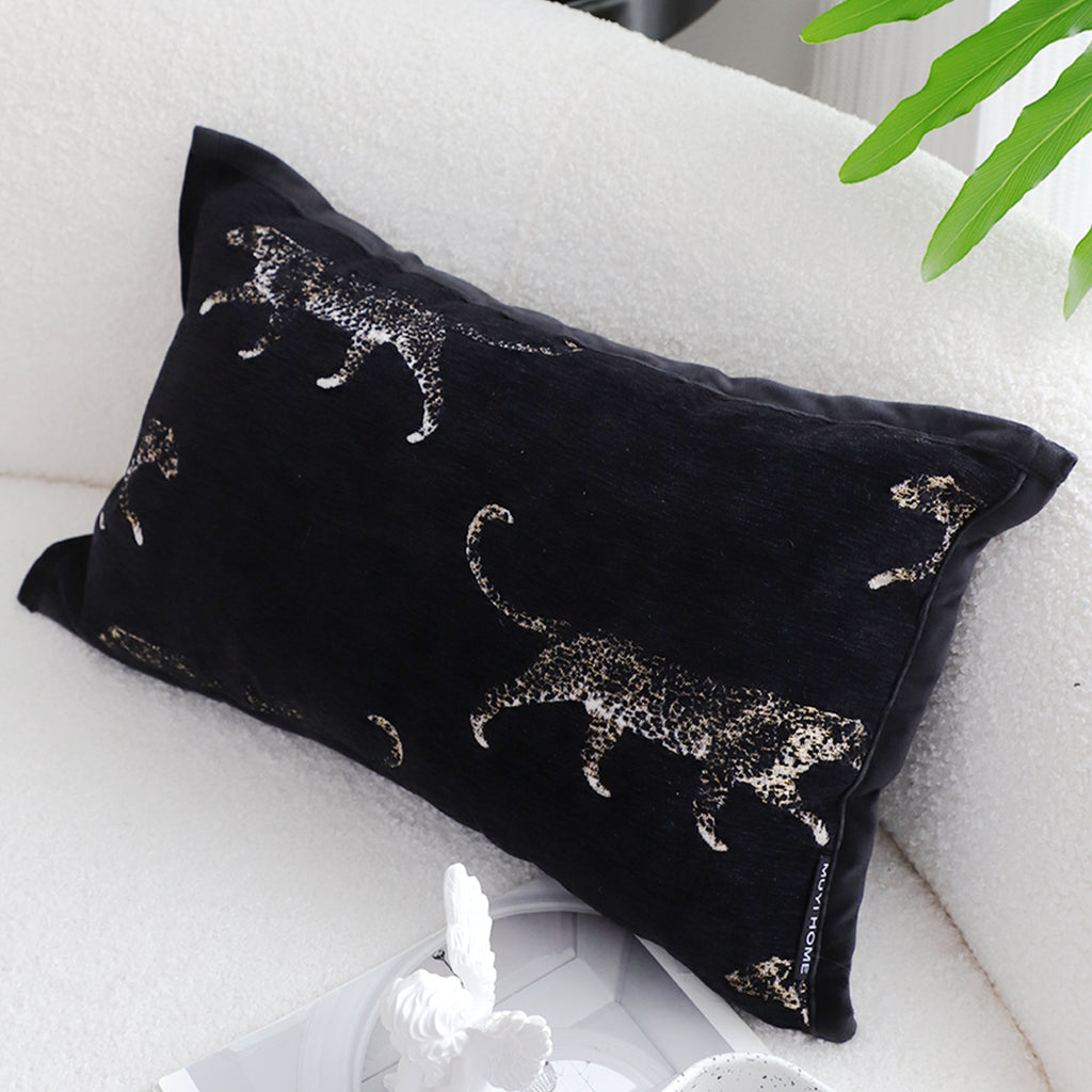 SOGA 2X 30x50cm Elegant Black Panther Embroidered Decorative Pillowcase