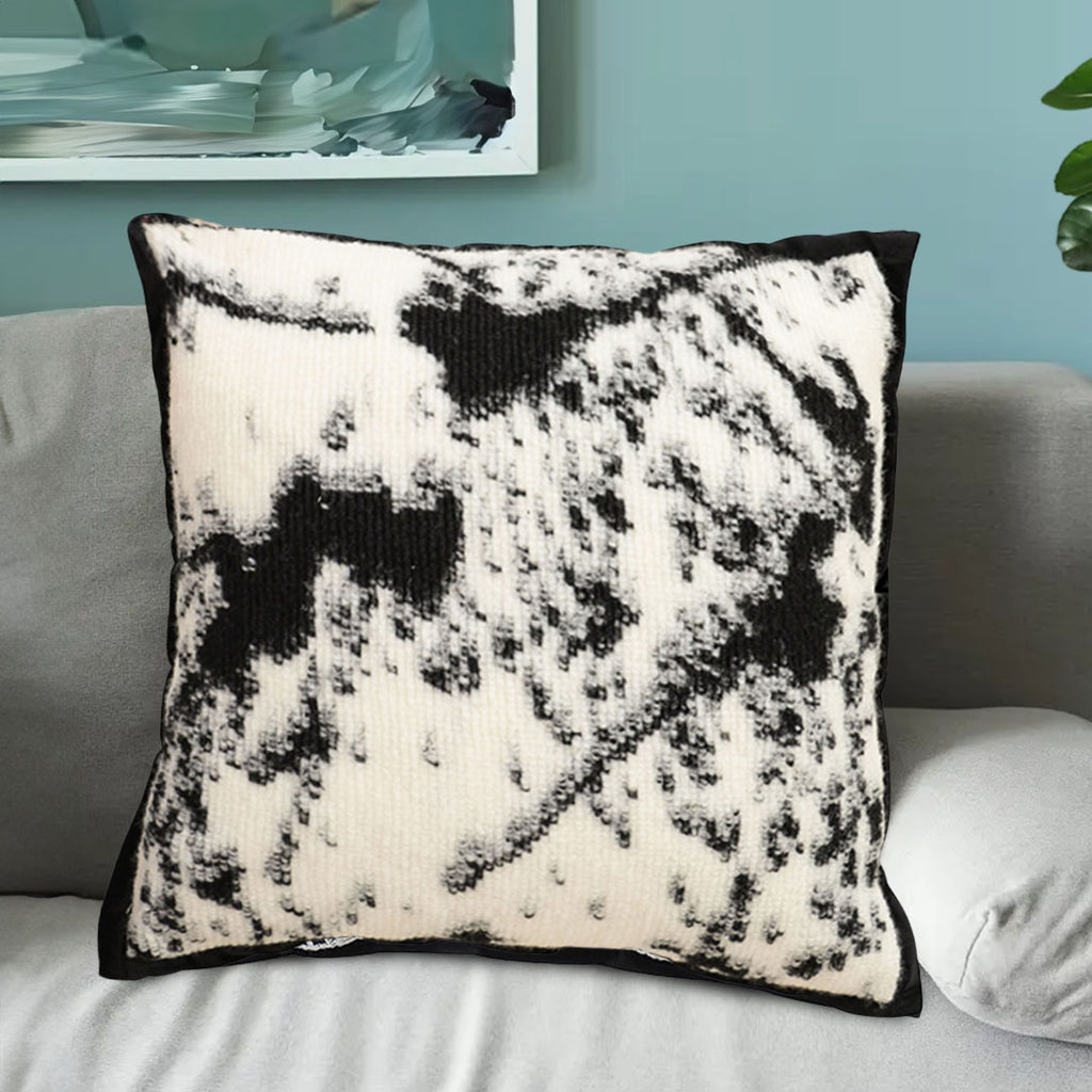 SOGA 45cm Black & White Leopard Print Square Pillowcase