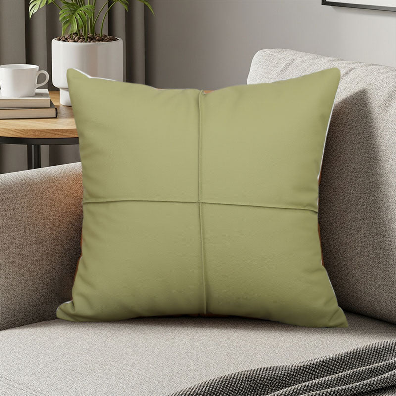 SOGA 45cm Luxurious Olive Green Faux Leather Pillowcase
