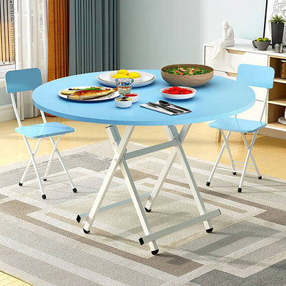 SOGA 2X  Blue Dining Table Portable Round Surface Space Saving Folding Desk Home Decor