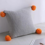 SOGA 45cm Ribbed Knit Pillowcase with Pom-Poms (Light Gray)
