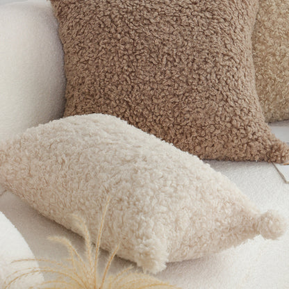 SOGA 30x50cm Cream Bouclé Lumbar Pillow with Corner Tassels