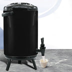 SOGA 8x 3.7 Gal Stainless Steel Insulated Milk Tea Barrel Hot and Cold Beverage Dispenser Container with Faucet Black