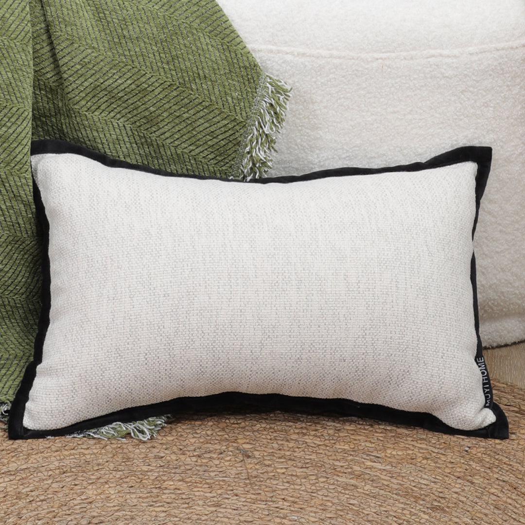 SOGA 30x50cm Olive Green Minimalist Lumbar Pillowcase with Black Trim