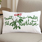 SOGA 45cm Embroidered Christmas Pillowcase – Festive Elegance in White