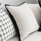 SOGA 45cm Minimalist Cream Pillowcase with Black Piping