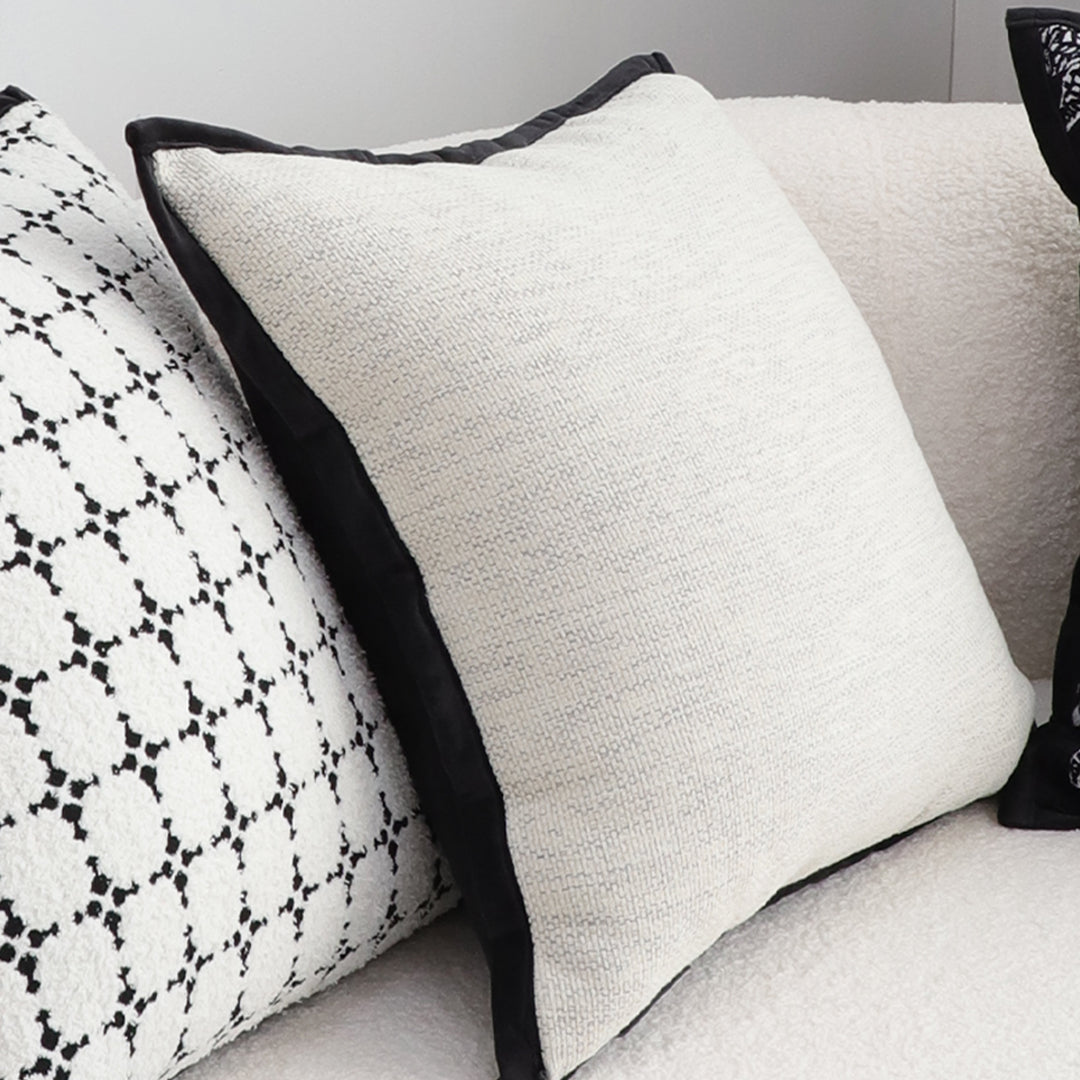 SOGA 45cm Minimalist Cream Pillowcase with Black Piping