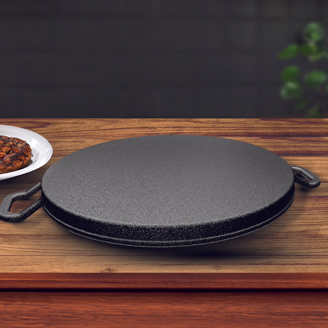 SOGA 30cm Ribbed Cast Iron Frying Pan Skillet Steak Sizzle Platter