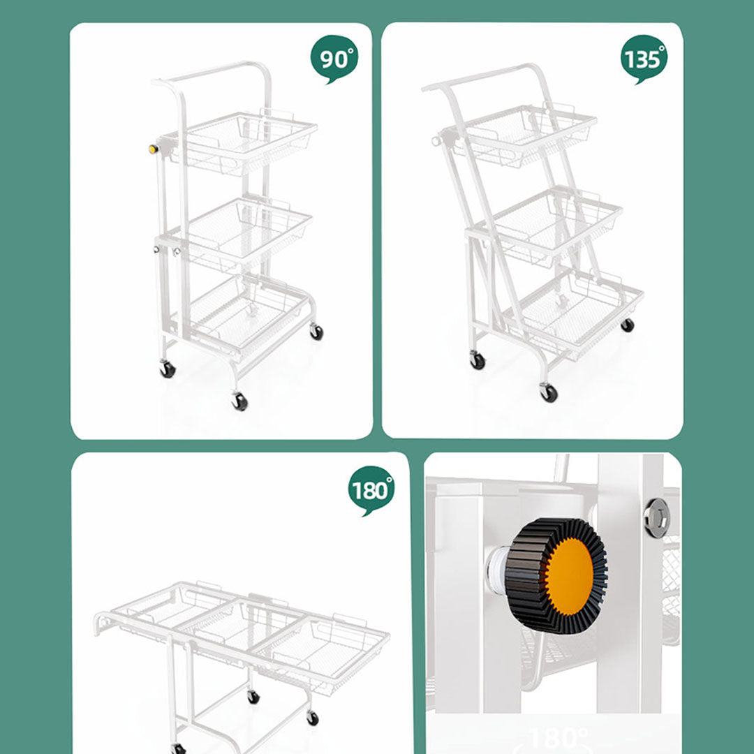 SOGA 2X 3 Tier Steel White Adjustable Kitchen Cart Multi-Functional Shelves Portable Storage Organizer with Wheels