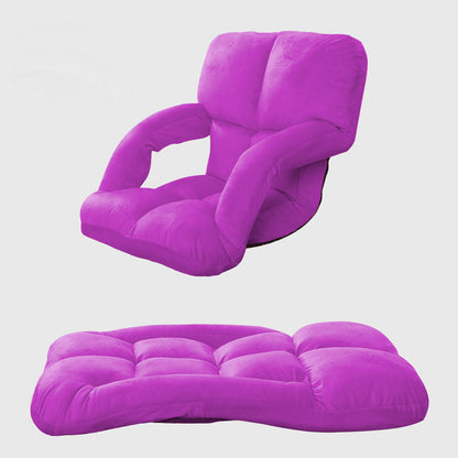 SOGA  Foldable Lounge Cushion Adjustable Floor Lazy Recliner Chair with Armrest Purple