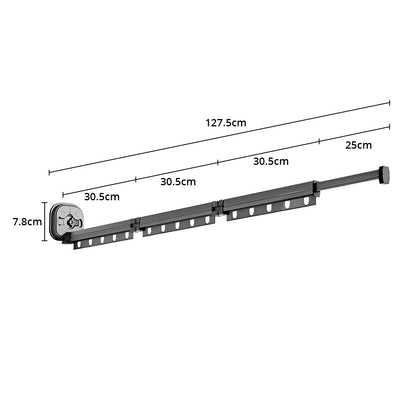 SOGA 127.5cm Wall-Mounted Clothing Dry Rack Retractable Space-Saving Foldable Hanger