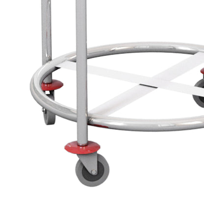 SOGA Stainless Steel Commercial Round Soiled Linen Laundry Trolley Cart with Wheels White