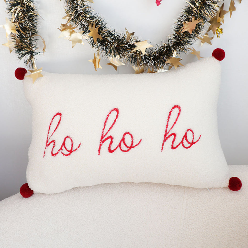 SOGA 45cm Ho Ho Ho Sherpa Christmas Pillowcase