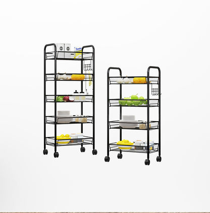 SOGA 2X 3 Tier Steel Black Bee Mesh Kitchen Cart Multi-Functional Shelves Portable Storage Organizer with Wheels