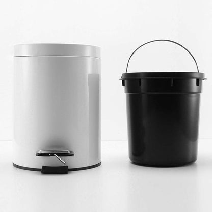 SOGA 4X Foot Pedal Stainless Steel Rubbish Recycling Garbage Waste Trash Bin Round 7L White