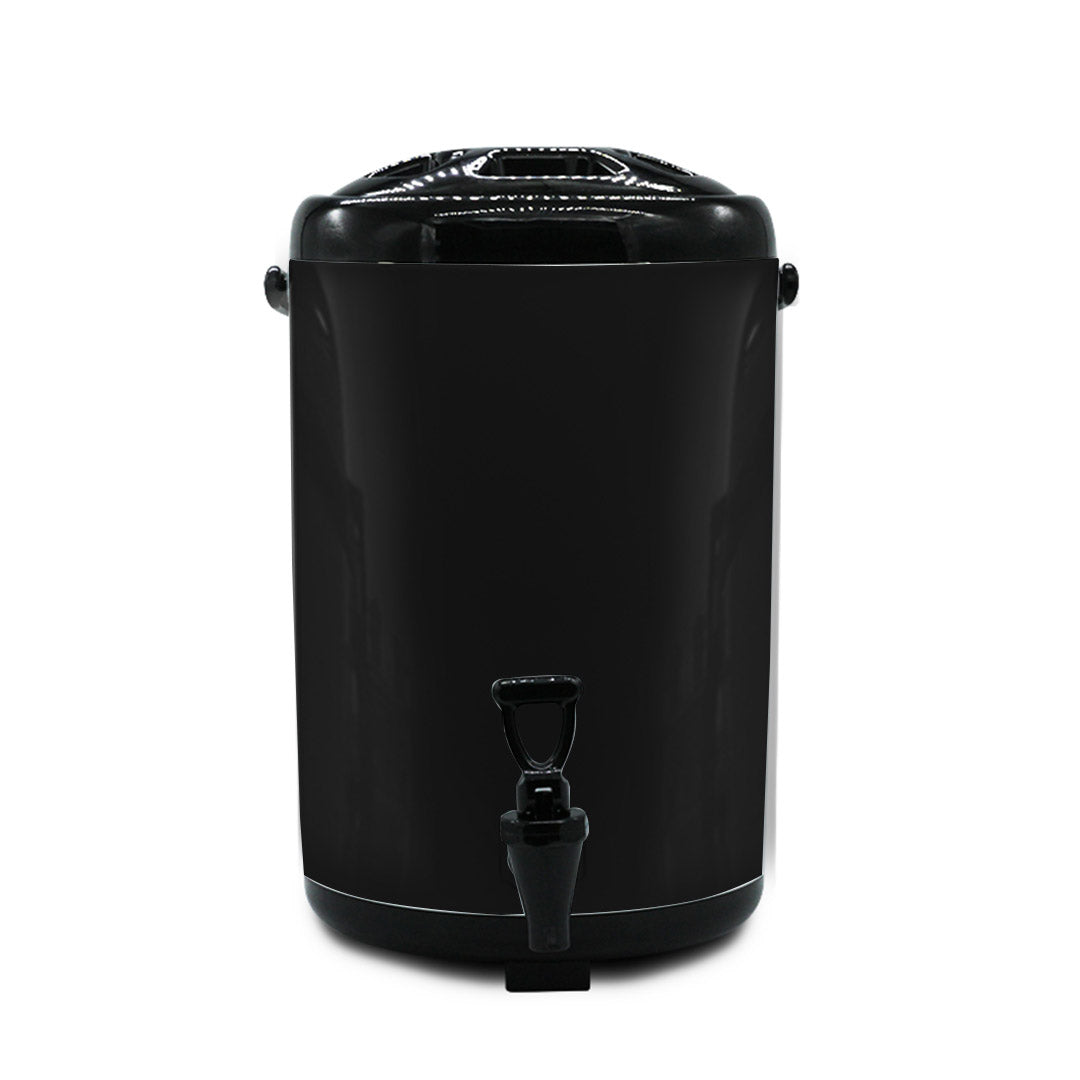 SOGA 8X 8L Stainless Steel Insulated Milk Tea Barrel Hot and Cold Beverage Dispenser Container with Faucet Black