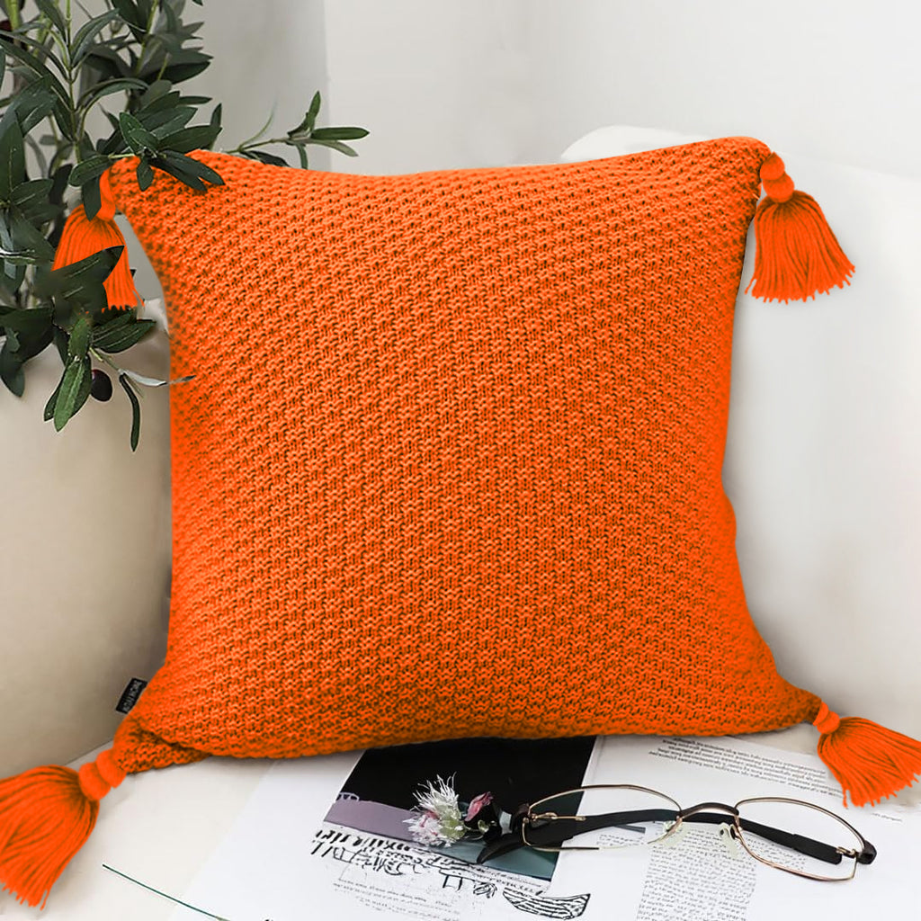SOGA 50cm SOGA 50cm Chunky Knit Pillowcase (Coral Orange)